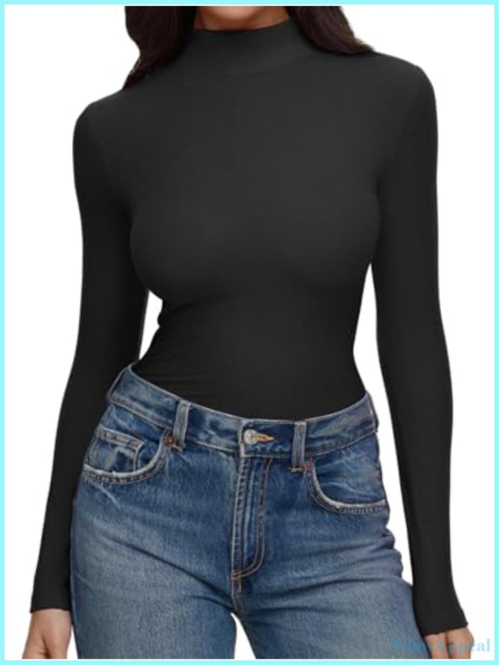 Women's Turtleneck Top Slim Fit Ribbed Long Sleeve Mock Neck Layering Shirt